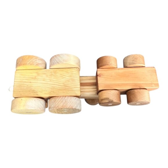 Vtg Wooden Train Set 4 Cars Rolling Locomotive Caboose Side Cars 32" Handmade - Picture 16 of 16